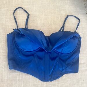 Royal Blue Strappy Basque Waist Top